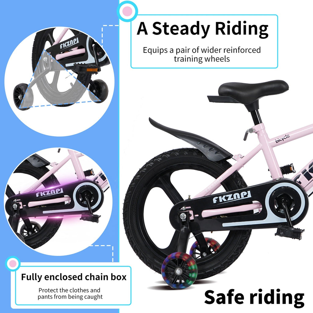16-18 Inch Kids Bike with Training Wheels and Adjustable Seat
