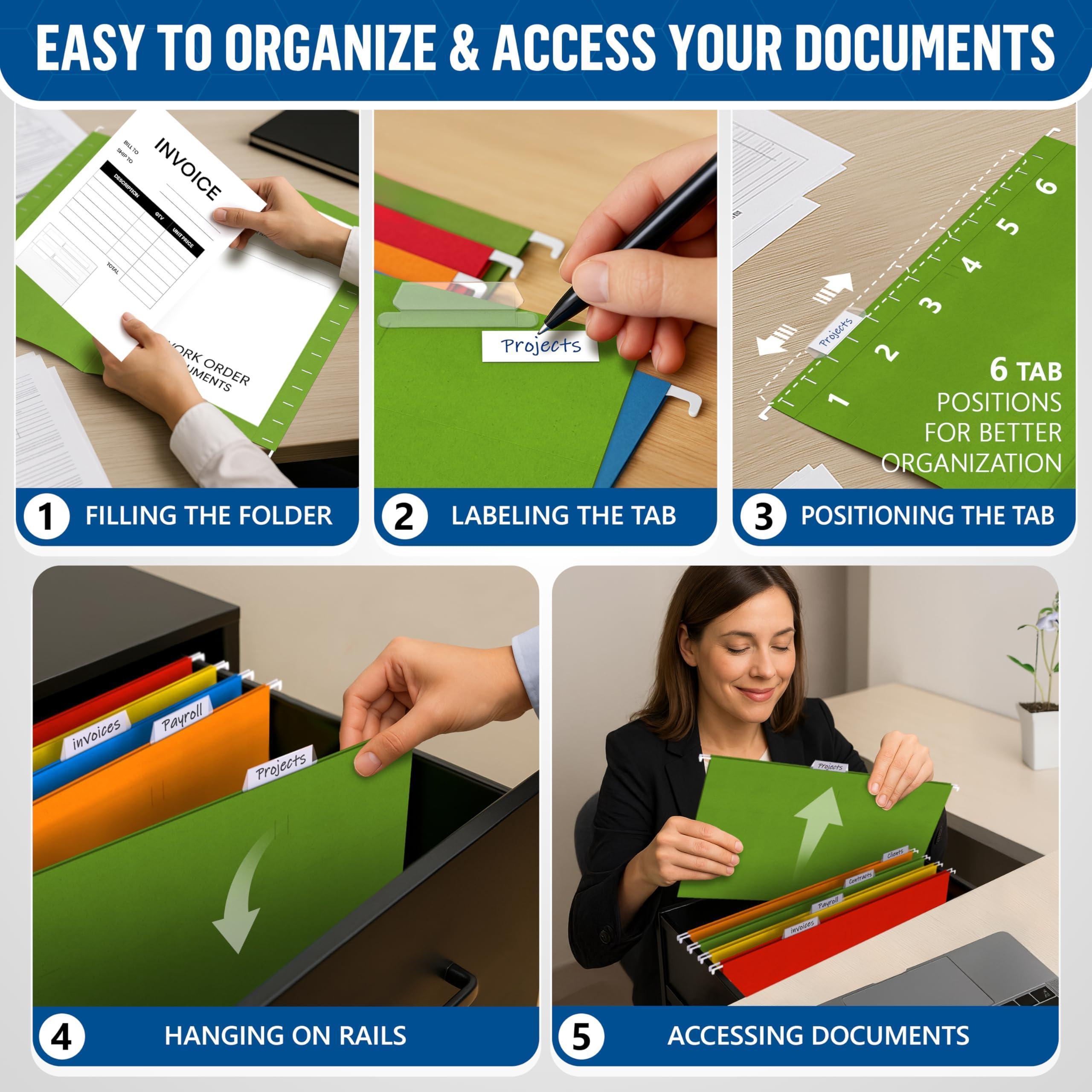 30 Pack Hanging File Folders Legal Size Colored Hanging Folders for Filing Cabinet with 1 5 Cut Adjustable Tabs Files for Filing Cabinet Organizer File Hangers for Files Cabinets with Hooks