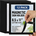 12 Pcs Magnetic Sign Holder 8.5 x 11 inch Magnetic Frames for Wall Document Holder Reusable Adhesive Frames Windows Picture Frame Display Sleeve Peel & Stick Magnet Door Sign Holder Magnet Page Protector