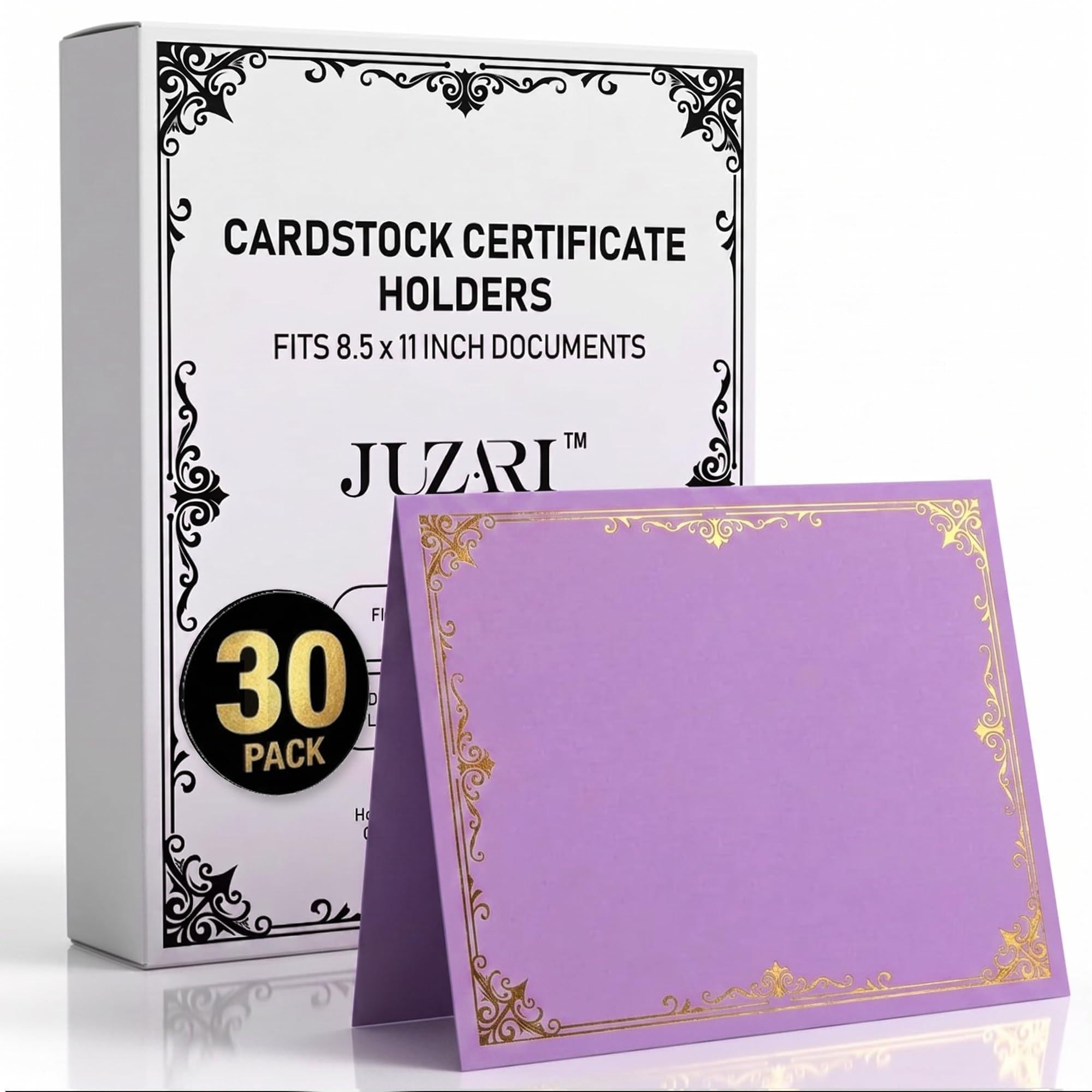 30 Pack Premium Purple Certificate Holders 8.5 x 11   Heavyweight 300gsm Cardstock Diploma Holder & Certificate Folder   Award Certificate Folders for Graduation with Gold Foil   Diploma Cover 8.5x11