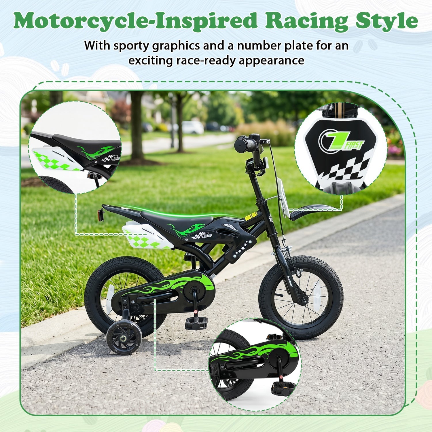 12 Inch Kids Bike with Training Wheels Ages 3-4