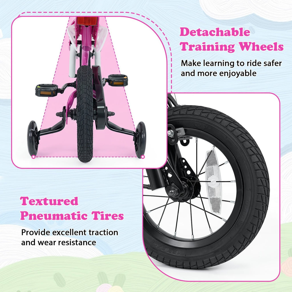 12 Inch Kids Bike with Training Wheels Ages 3-4