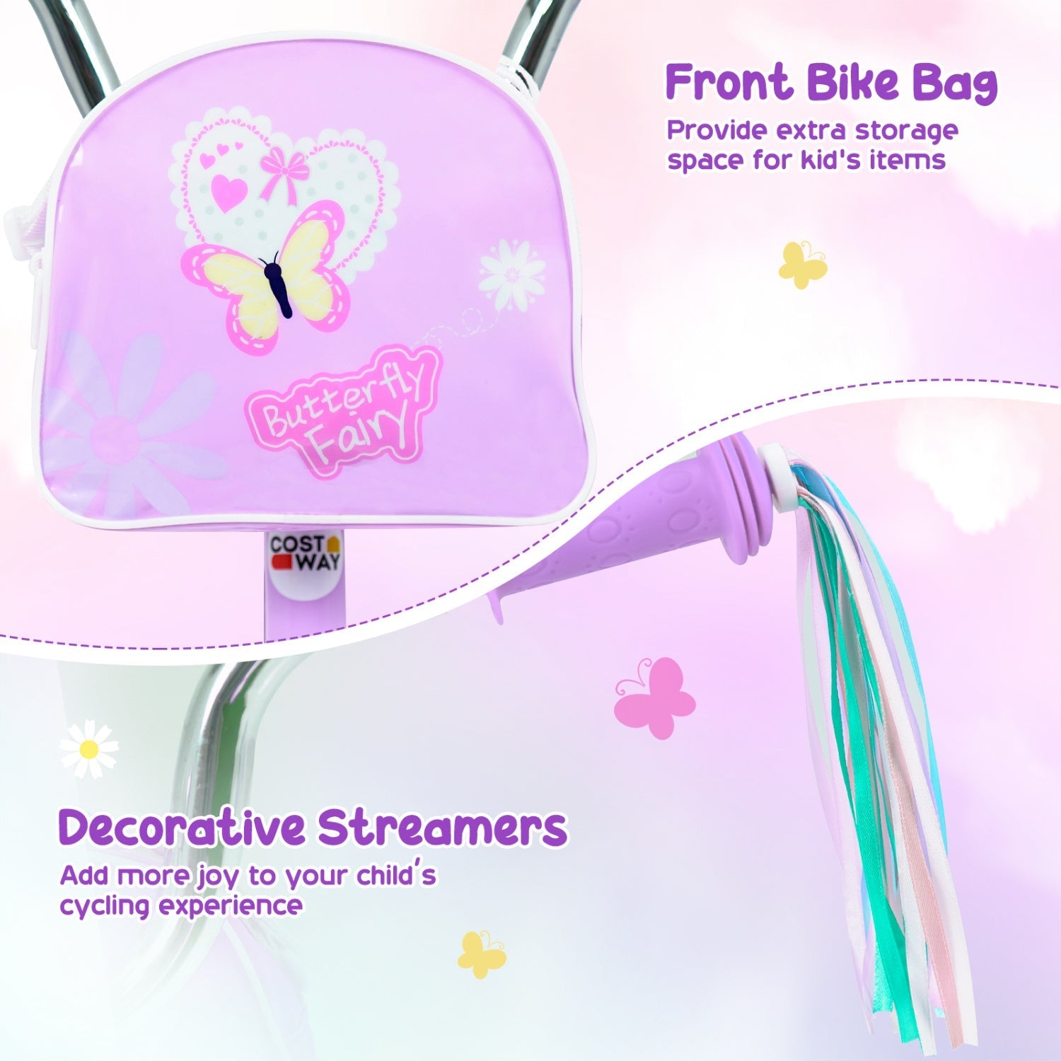 12-Inch Girls Bike with Training Wheels for Ages 3-4