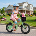 Girls Bike 12 Inch with Training Wheels and Basket - Green