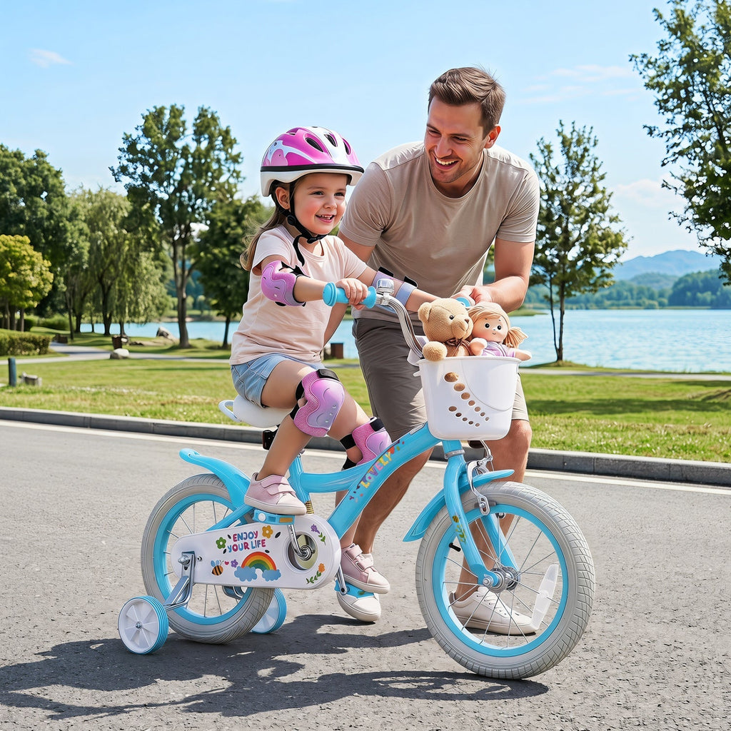 Girls Bike 12-18 Inch with Training Wheels and Basket