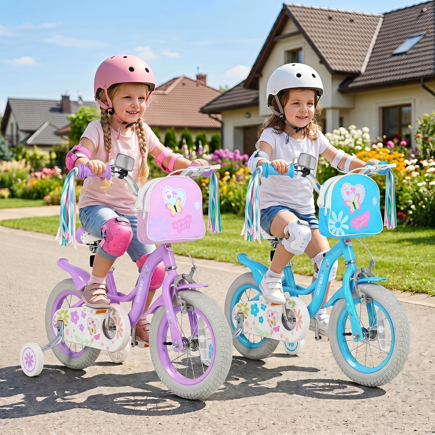 Girls Bike 18 Inch with Training Wheels and Front Bag