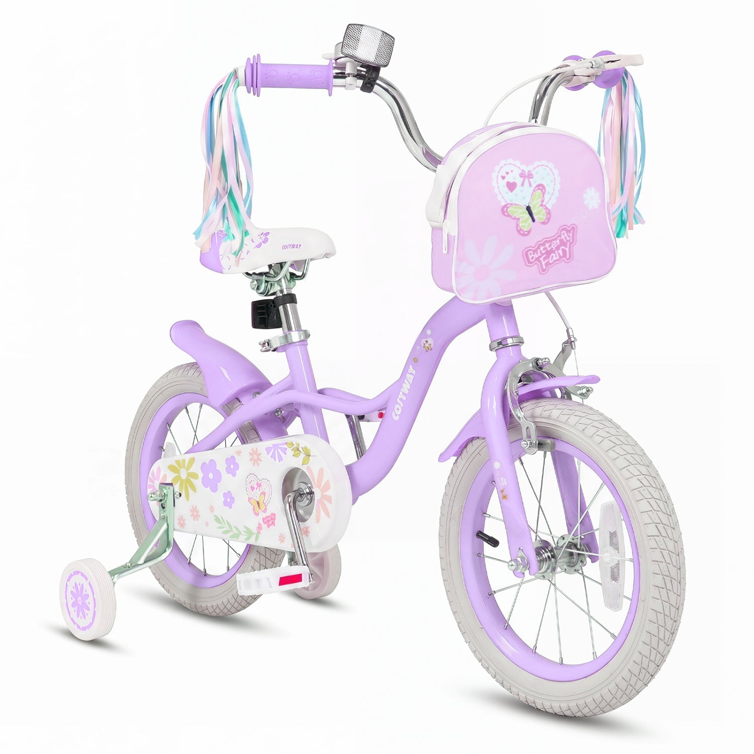 Girls Bike 18 Inch with Training Wheels and Front Bag