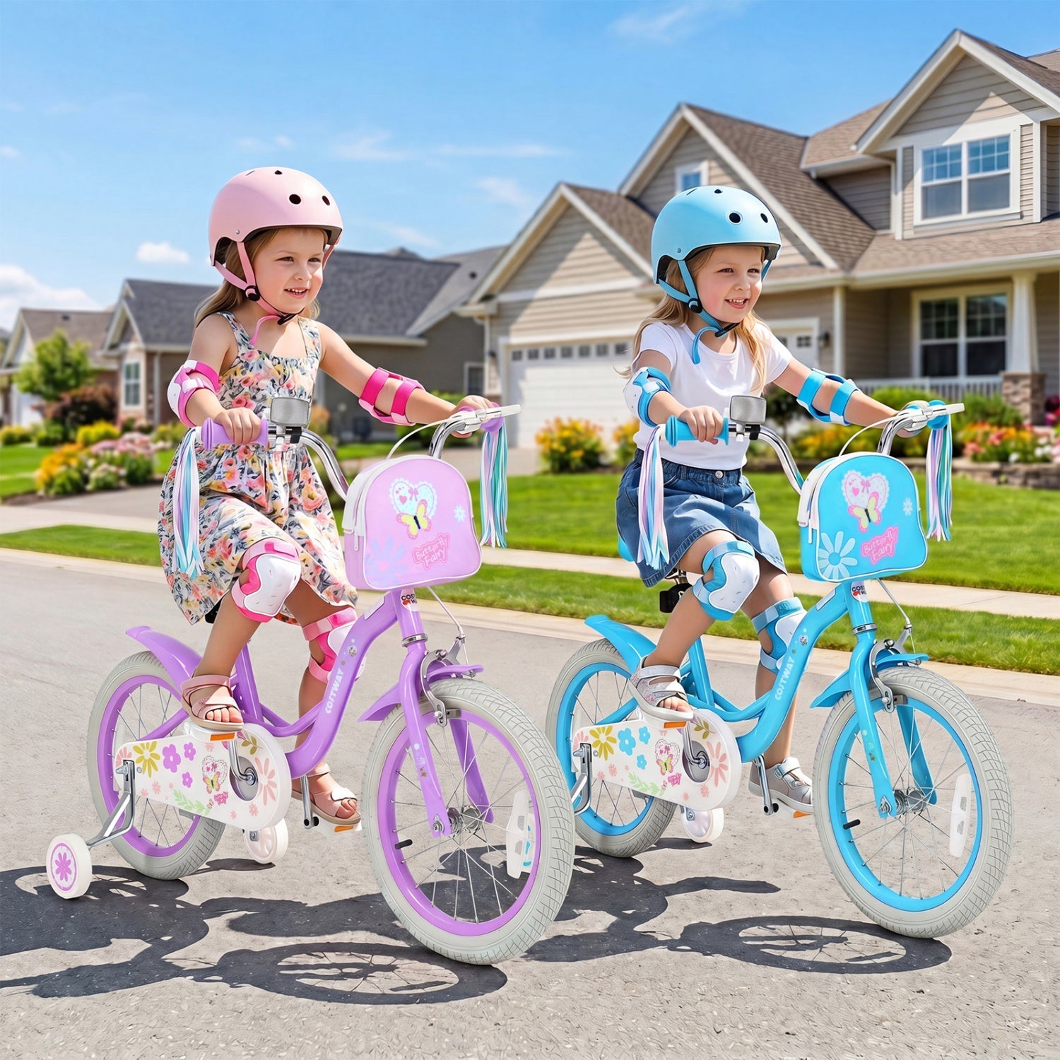 Girls Bike 18 Inch with Training Wheels and Front Bag