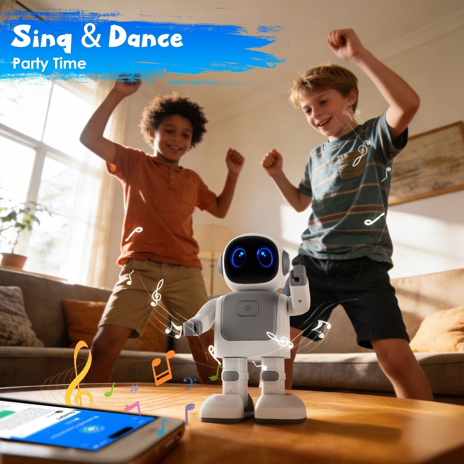 AI Dancing Robot Toy Smart Interactive Learning & Entertainment Robot for Kids with Bluetooth Music Programmable Moves Voice Assistant
