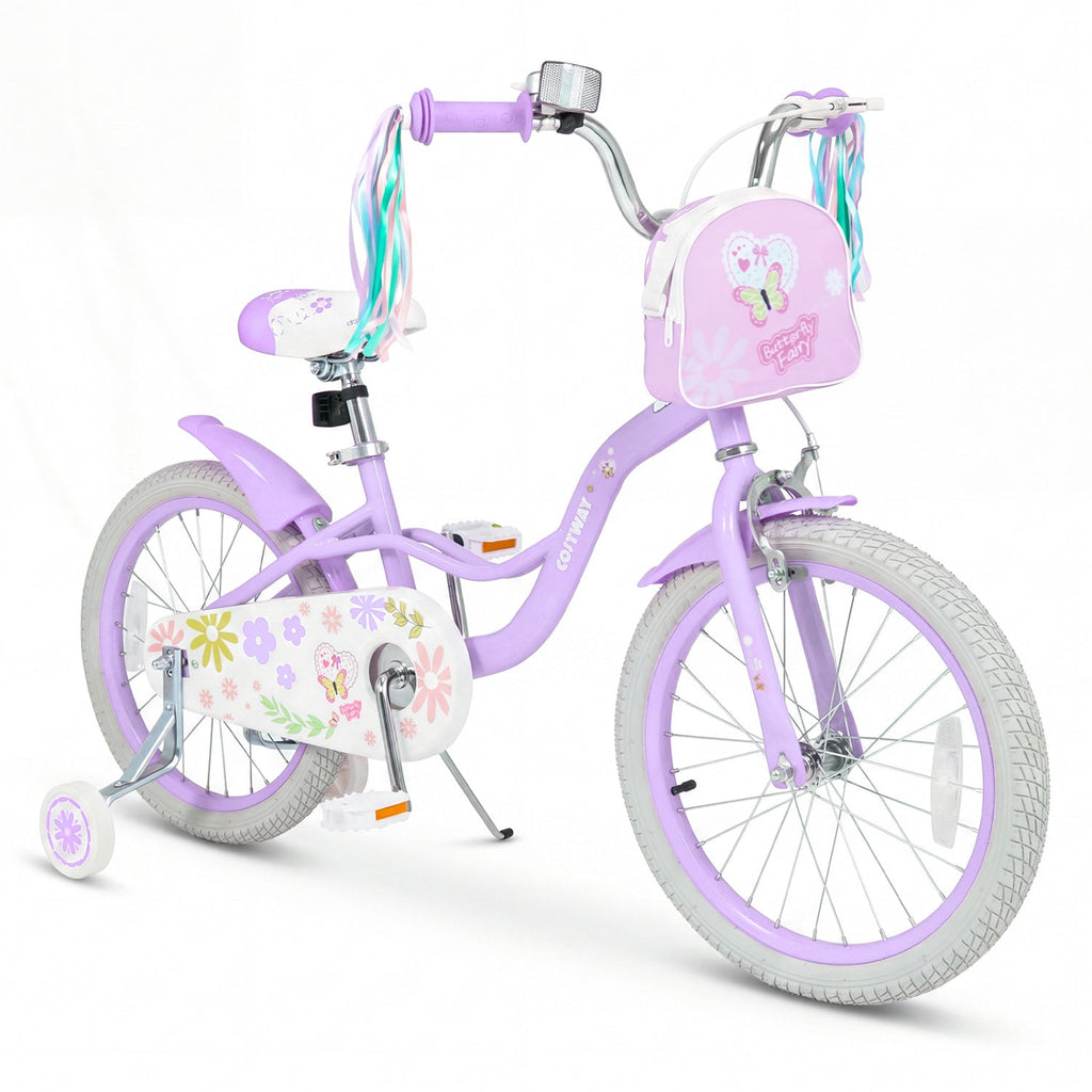 Girls Bike 18 Inch with Training Wheels and Front Bag