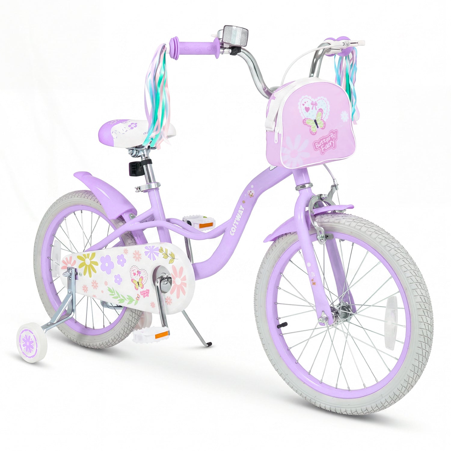 Girls Bike 18 Inch with Training Wheels and Front Bag
