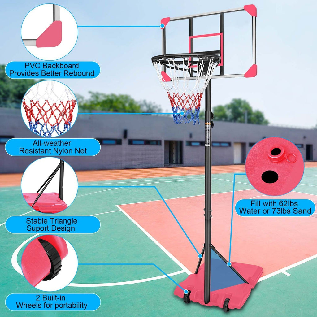 Kids Basketball Hoop Adjustable 5.6-7ft with Wheels