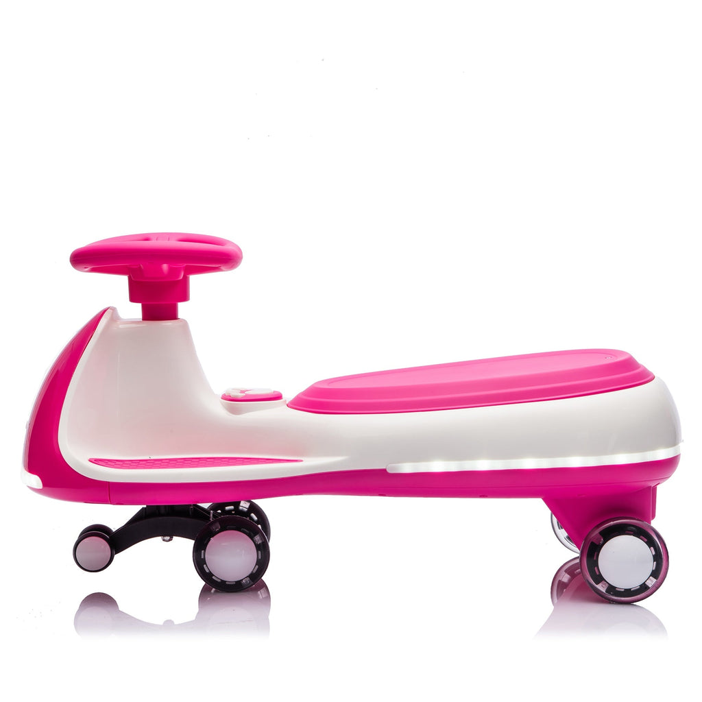 12V Electric Wiggle Ride On Car with Dual Motors & LED Lights