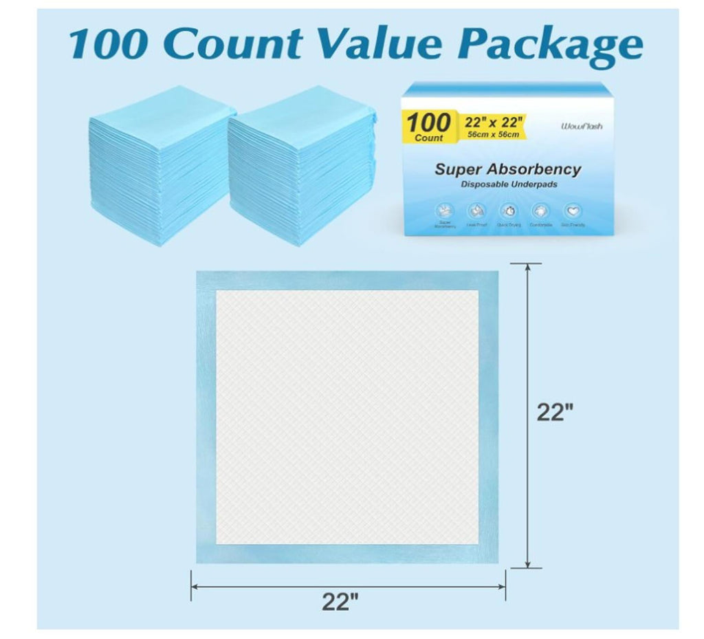 30 Count Giant 27” x 44” Disposable Pads, Leakproof, Absorbent  Pads