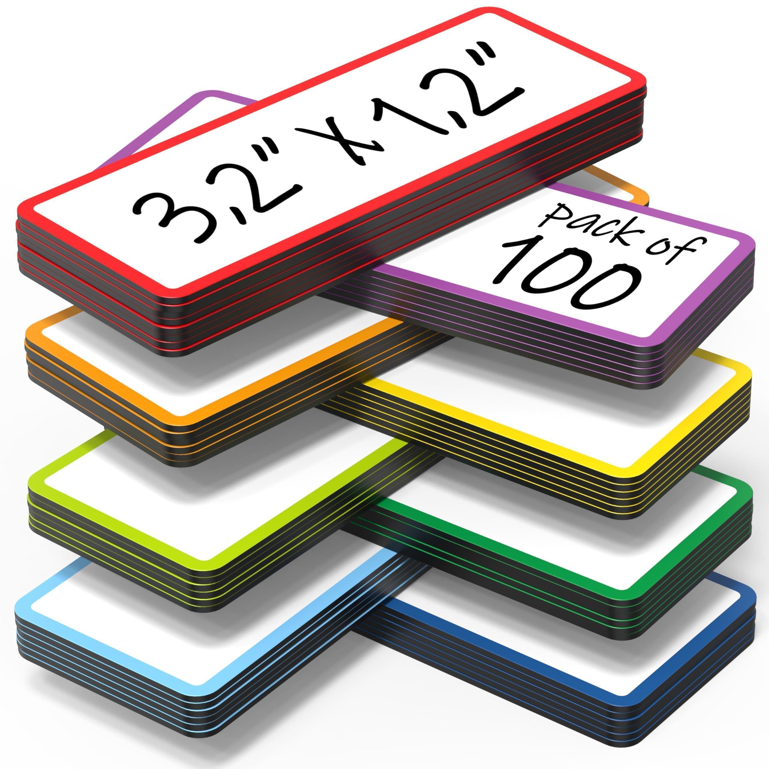 100 Pack Dry Erase Magnetic Labels 3.2x1.2 in Magnetic Name Tags for Classroom Lockers School Bus Classroom Magnets for Names Magnet Labels for Whiteboard Magnet Names Plates for Classrooms