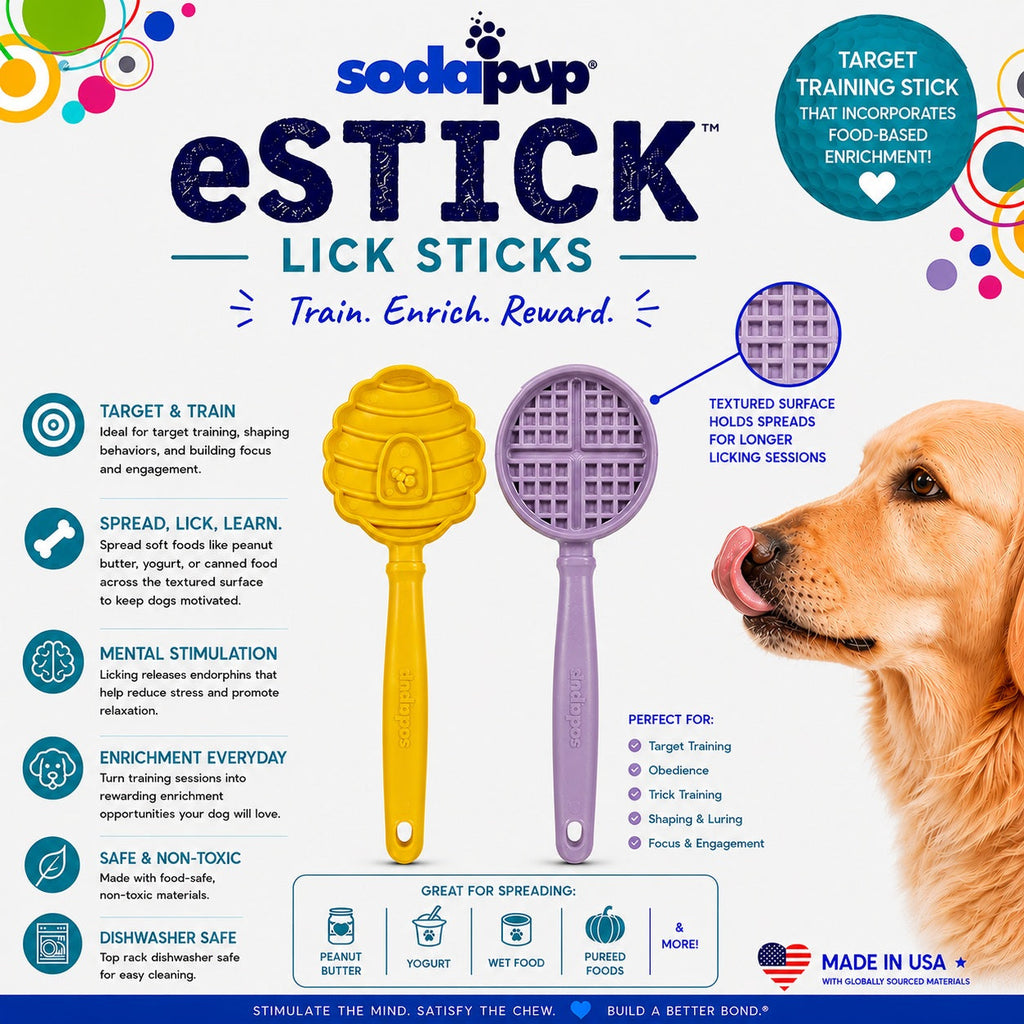 eStick Hand-Held Dog Enrichment Target Training Toy - Interactive Lick Stick | USA Made