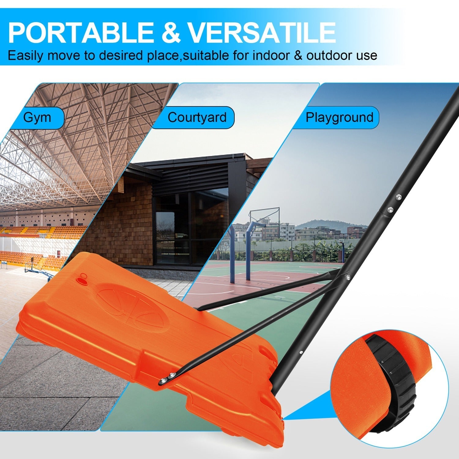 Kids Basketball Hoop Adjustable 5.6-7ft with Wheels