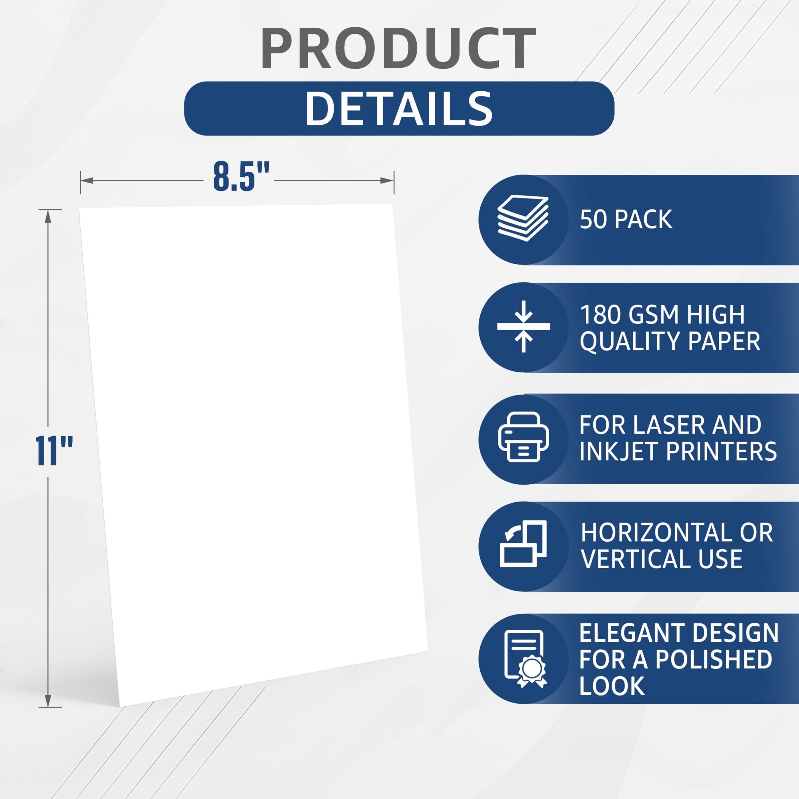 50 Certificate Paper 8.5 x 11 inch for Printing Blank Certificate Papers for Award Certificates Diploma Paper Premium White Award Papers Cardstock for AwardsCertificates Graduation