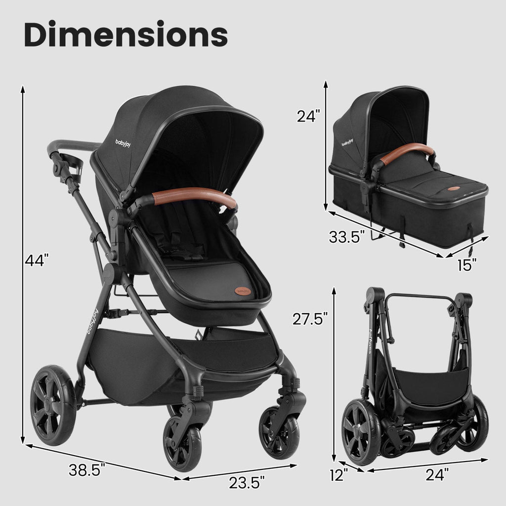 2-in-1 Convertible Baby Stroller with Car Seat Adapters
