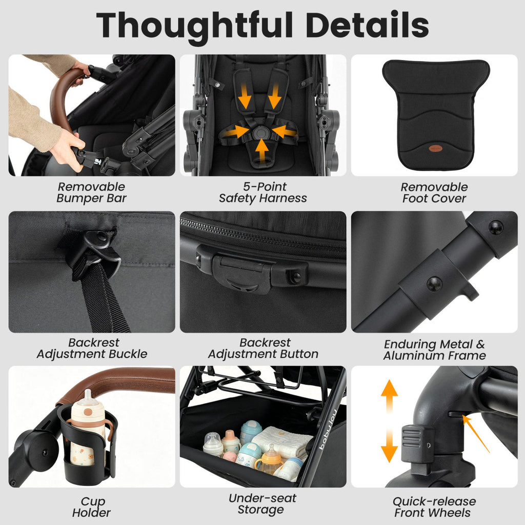 2-in-1 Convertible Baby Stroller with Car Seat Adapters