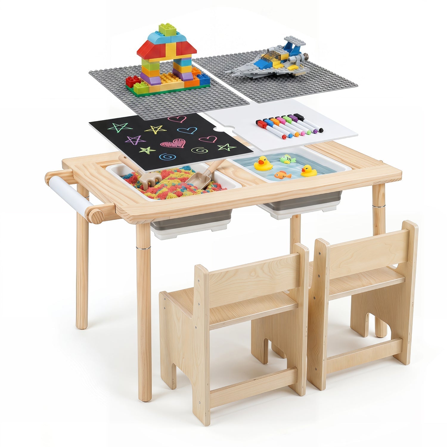 Kids Activity Table and Chair Set with Adjustable Height