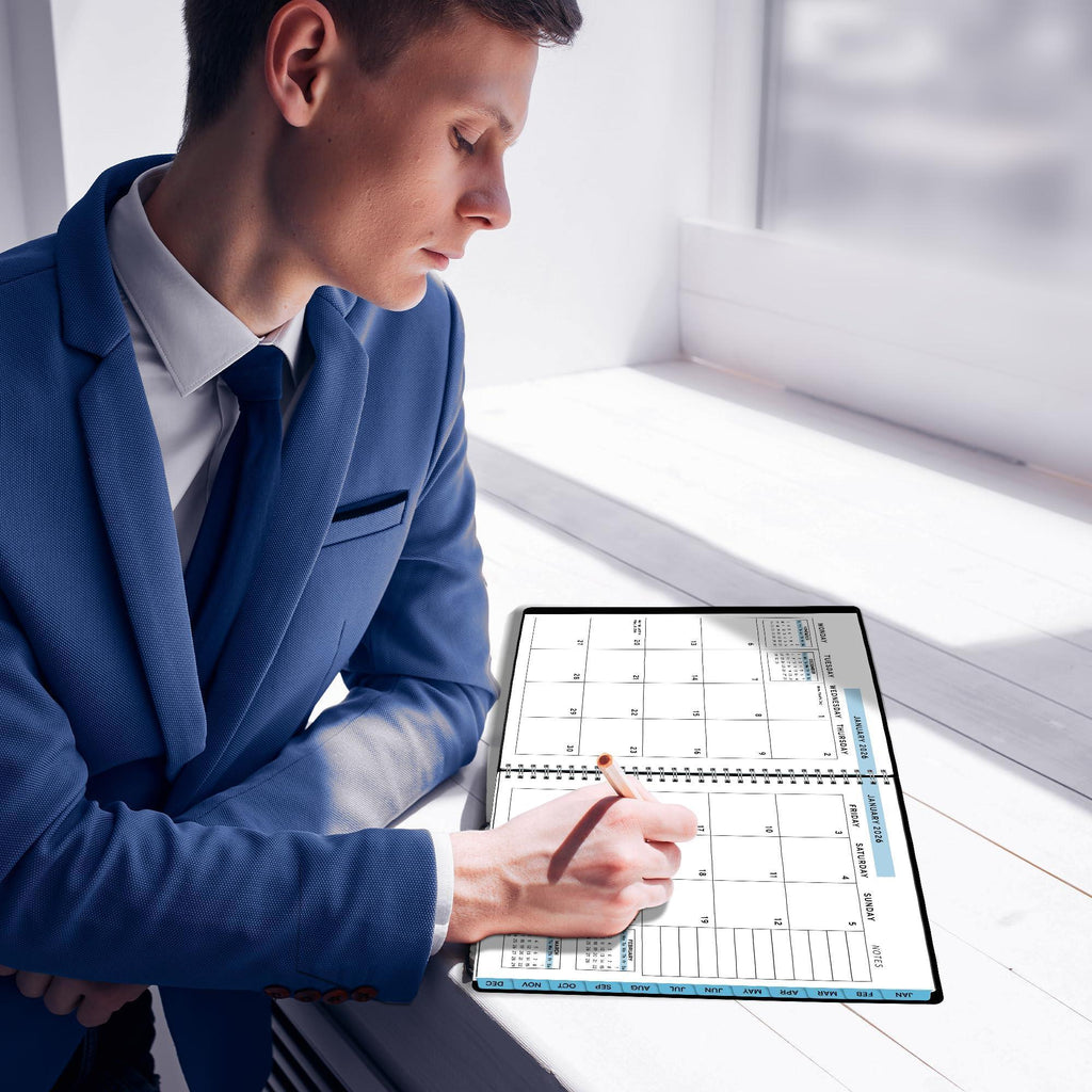 2026 Appointment Book Planner 8.5 x 11 inch Large Blue Tabbed Daily Hourly Weekly Planner Schedule Book 15 Minute time Slots Business & Personal Planner Jan 2026 Dec 2026