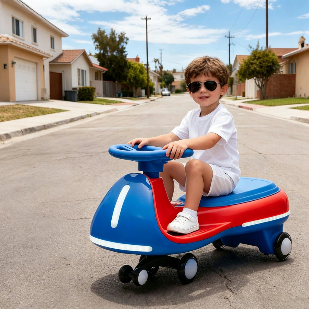 12V Electric Wiggle Ride On Car with Dual Motors & LED Lights