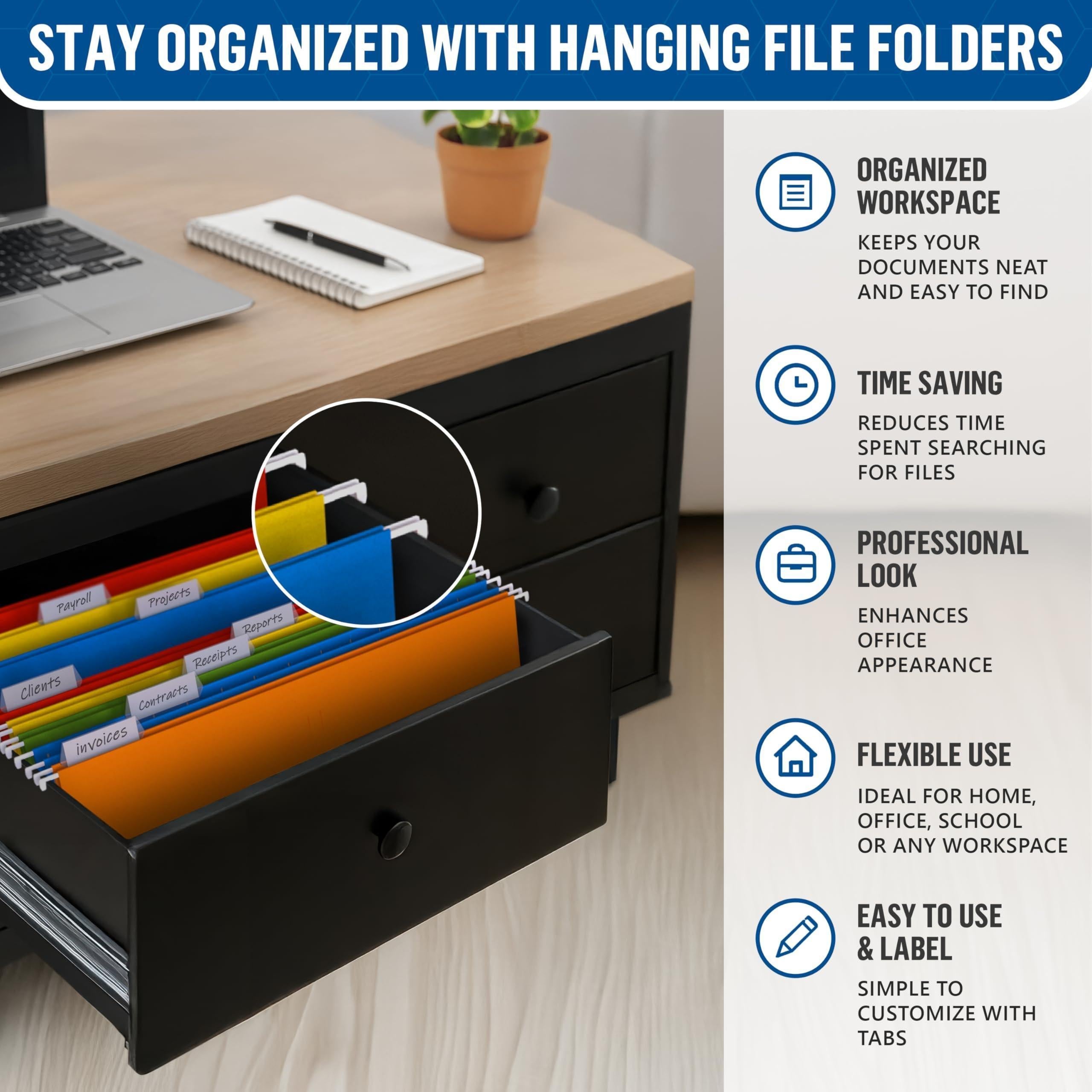 30 Pack Hanging File Folders Legal Size Colored Hanging Folders for Filing Cabinet with 1 5 Cut Adjustable Tabs Files for Filing Cabinet Organizer File Hangers for Files Cabinets with Hooks