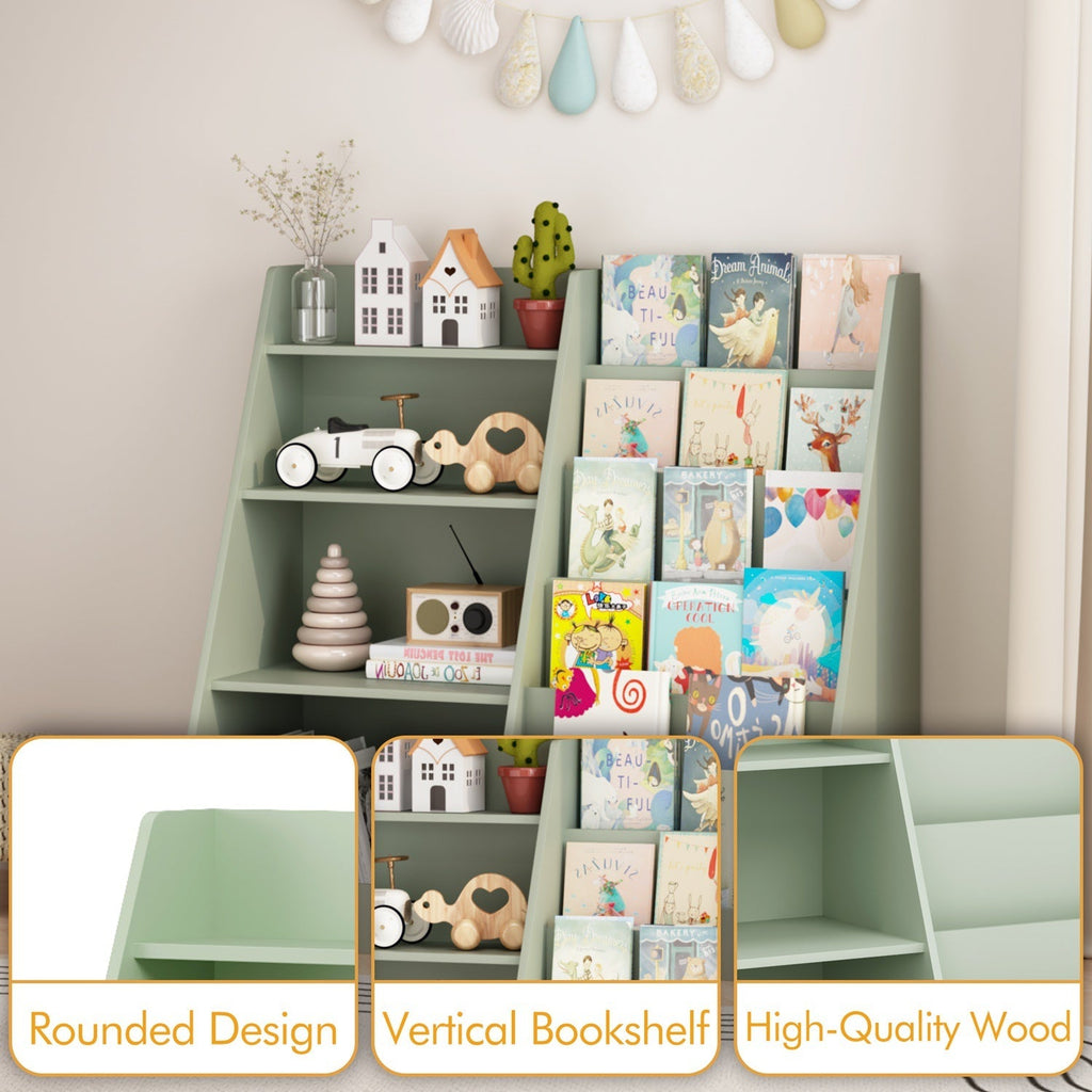 Kids Bookshelf with Toy Storage Organizer, 34.65" Multi-Tier