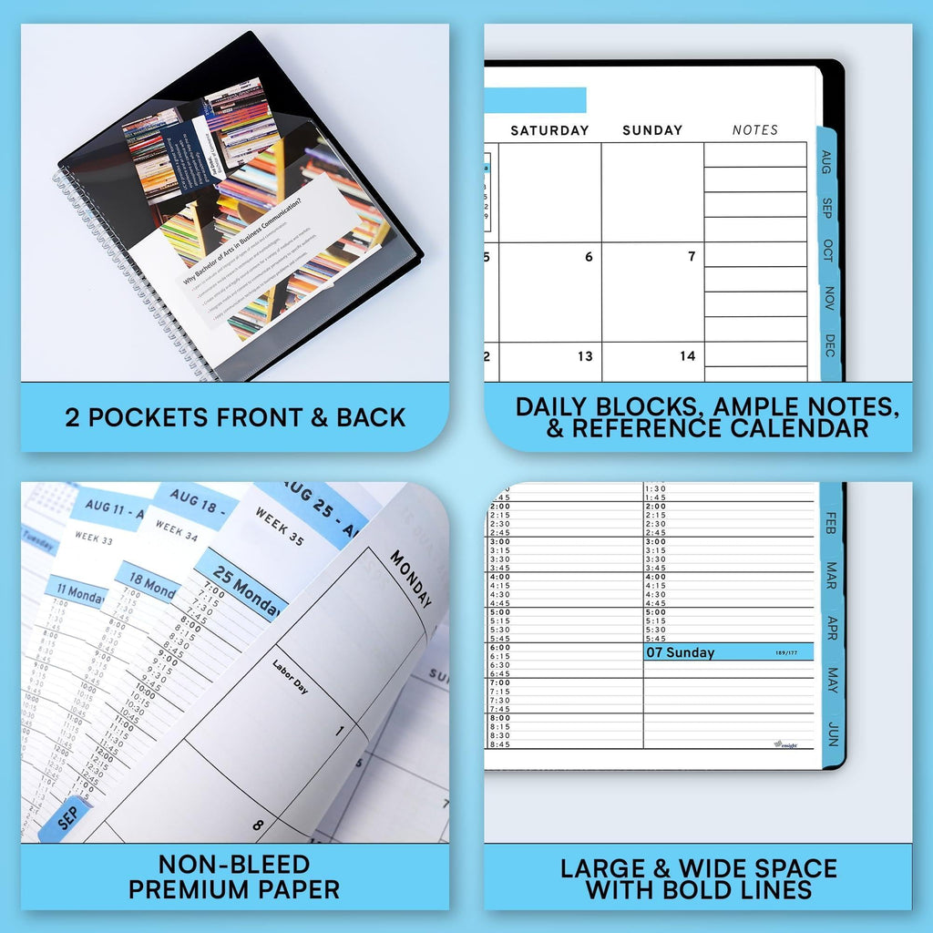 2026 Appointment Book Planner 8.5 x 11 inch Large Blue Tabbed Daily Hourly Weekly Planner Schedule Book 15 Minute time Slots Business & Personal Planner Jan 2026 Dec 2026