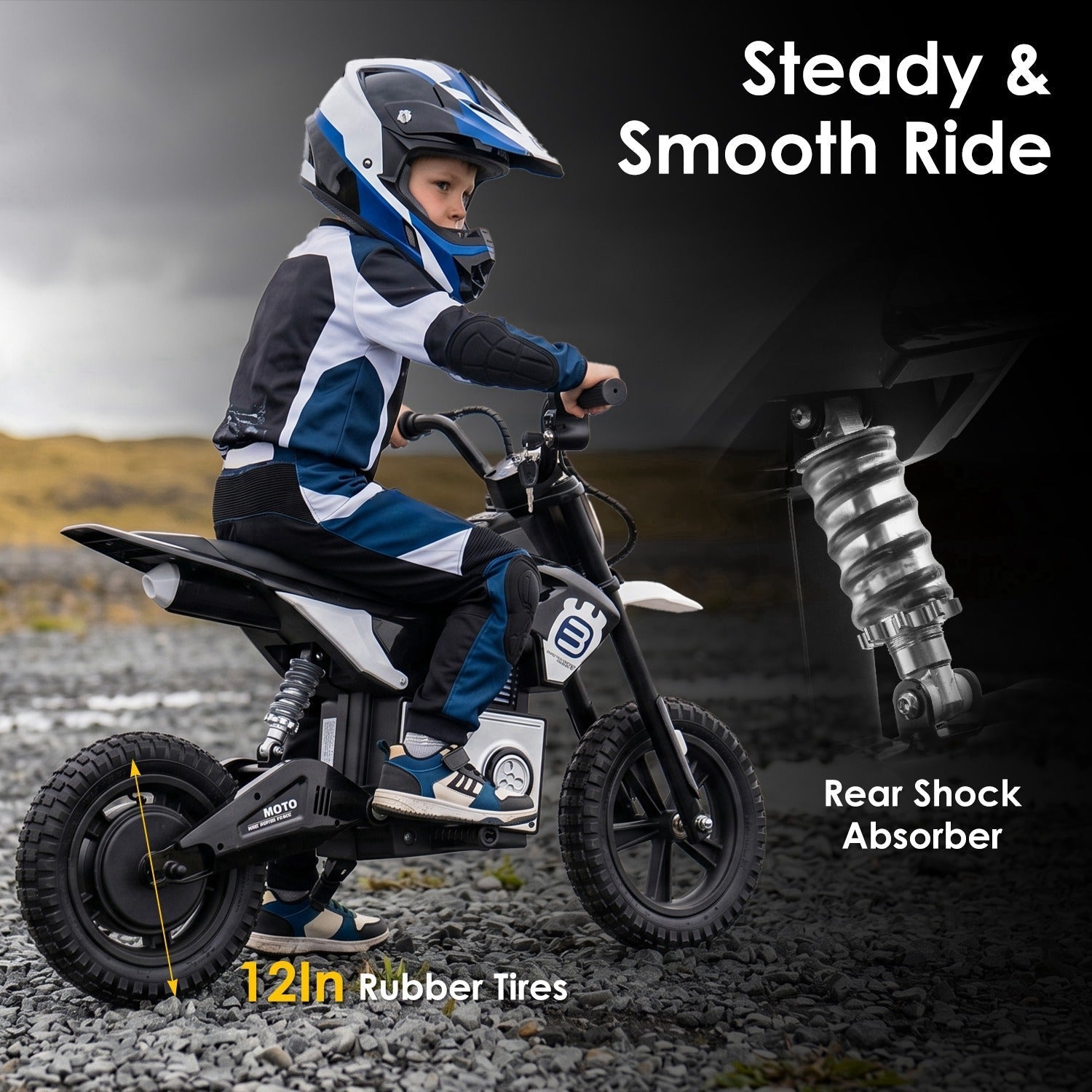 24V Electric Motocross Ride-On Motorcycle for Kids Ages 5-12