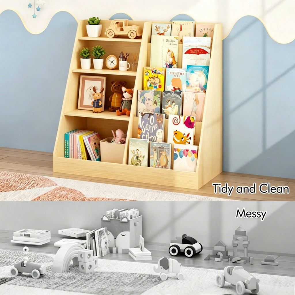 Kids Bookshelf with Toy Storage Organizer, 34.65" Multi-Tier