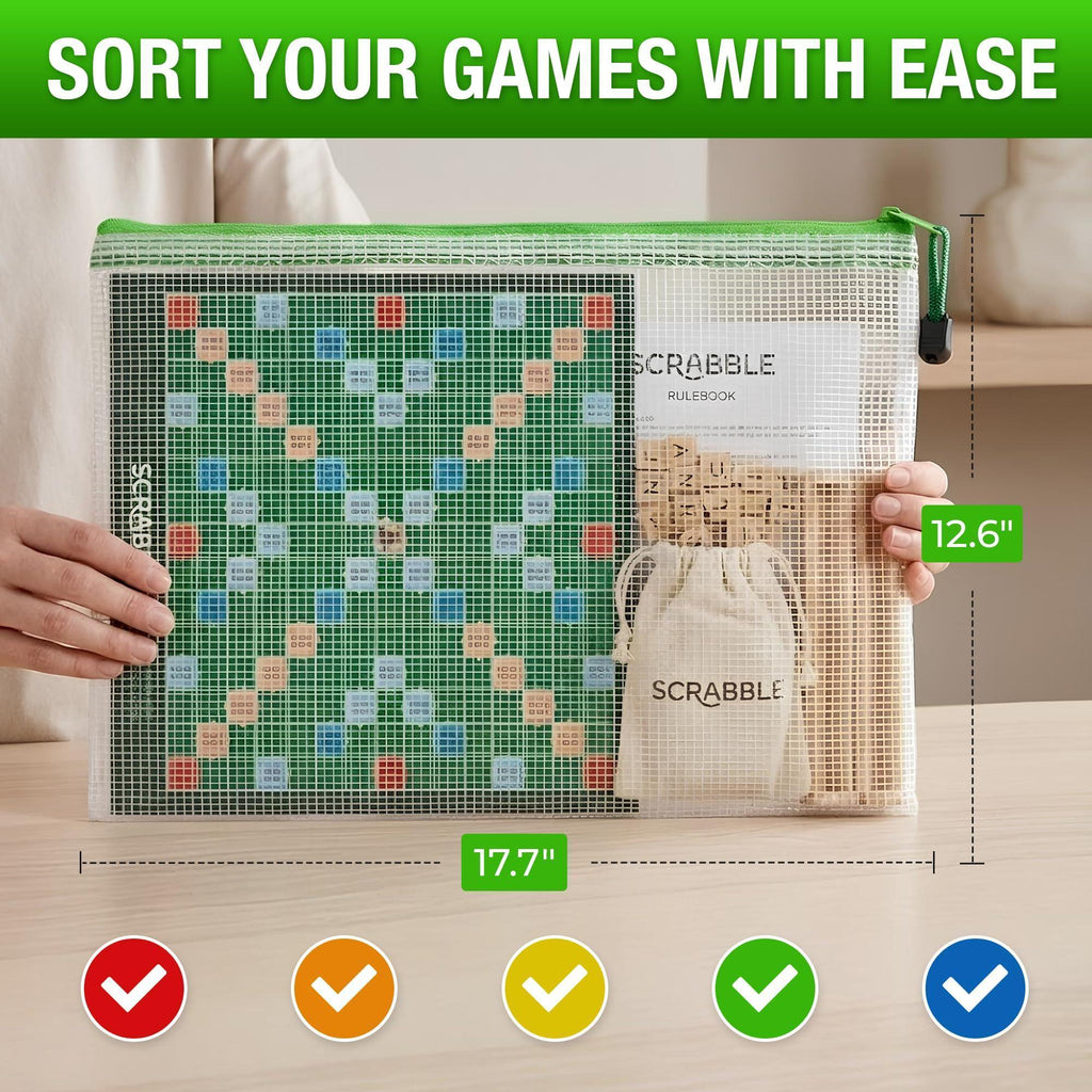 5 Pack A3 Mesh Storage Bags with Zipper for Board Games Puzzles Mesh Bag with Zipper Plastic Mesh Zipper Pouch Document Bag   Large Zip Pouch   Board Game Storage Bags   Waterproof Zipper Pouch