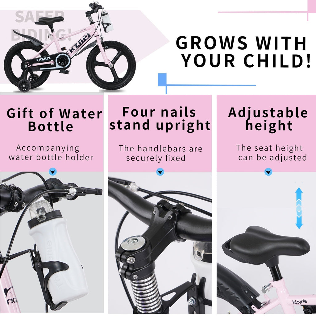 16-18 Inch Kids Bike with Training Wheels and Adjustable Seat