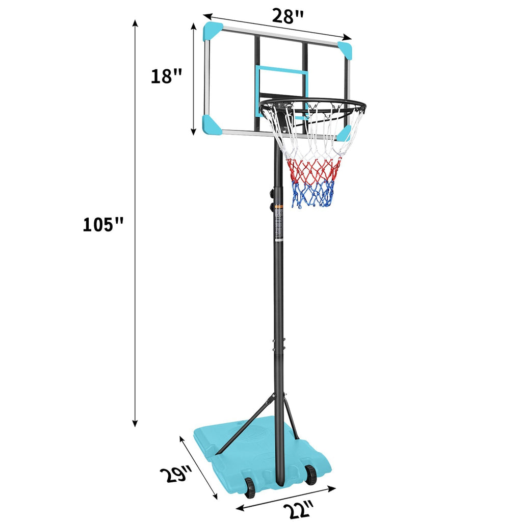 Kids Basketball Hoop Adjustable 5.6-7ft with Wheels