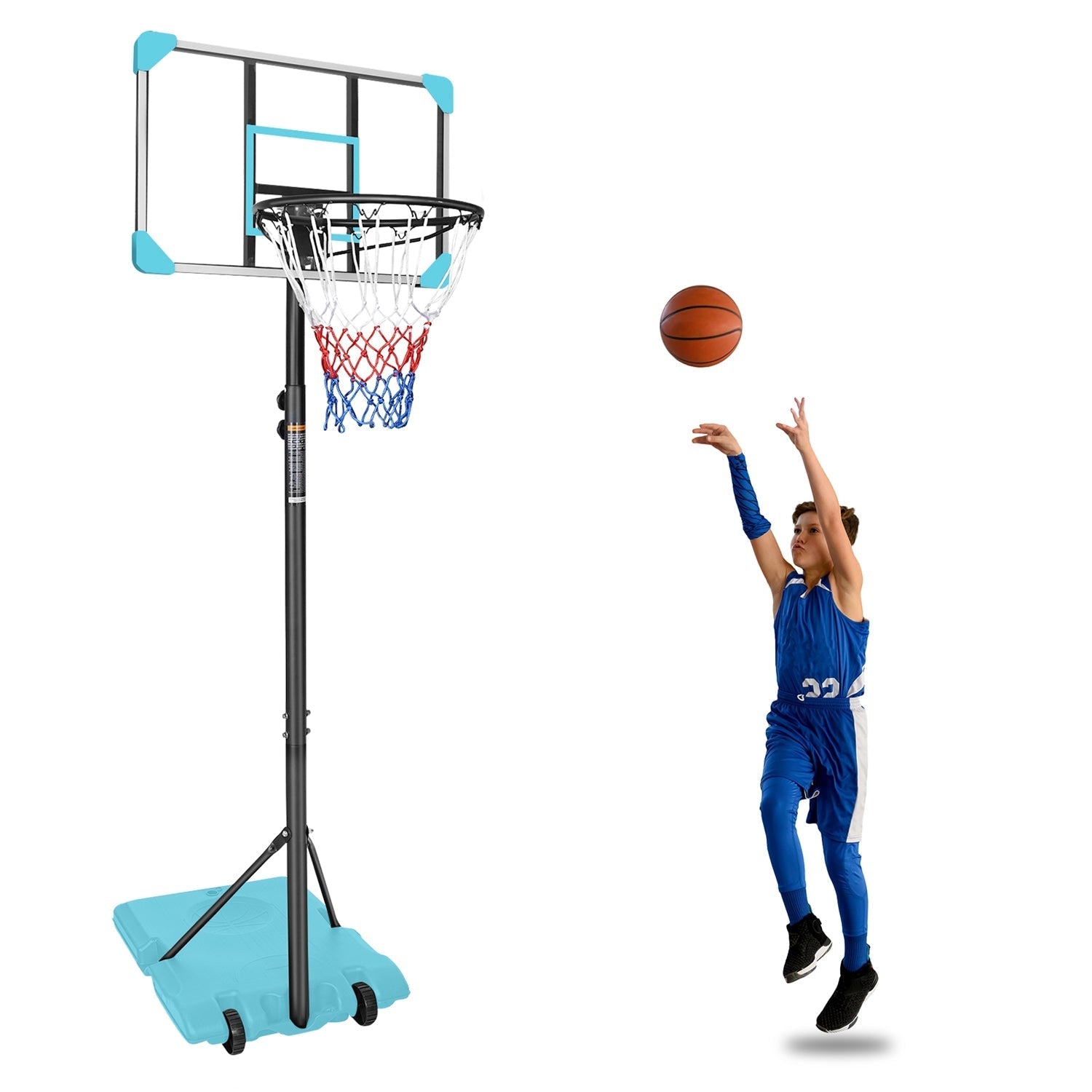Kids Basketball Hoop Adjustable 5.6-7ft with Wheels