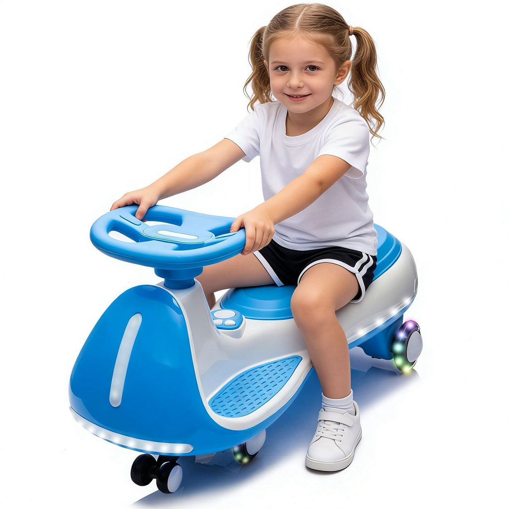 12V Electric Wiggle Ride On Car with Dual Motors & LED Lights