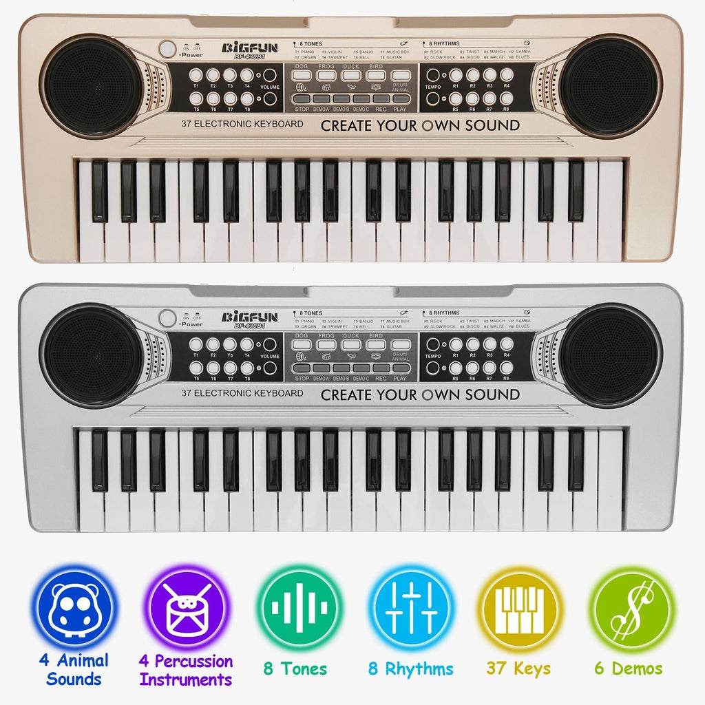 37 Keys Digital Music Electronic Keyboard Electric Piano Musical Instrument Kids Learning Keyboard with Microphone for 3-10 Year Old Kids Girls Boys