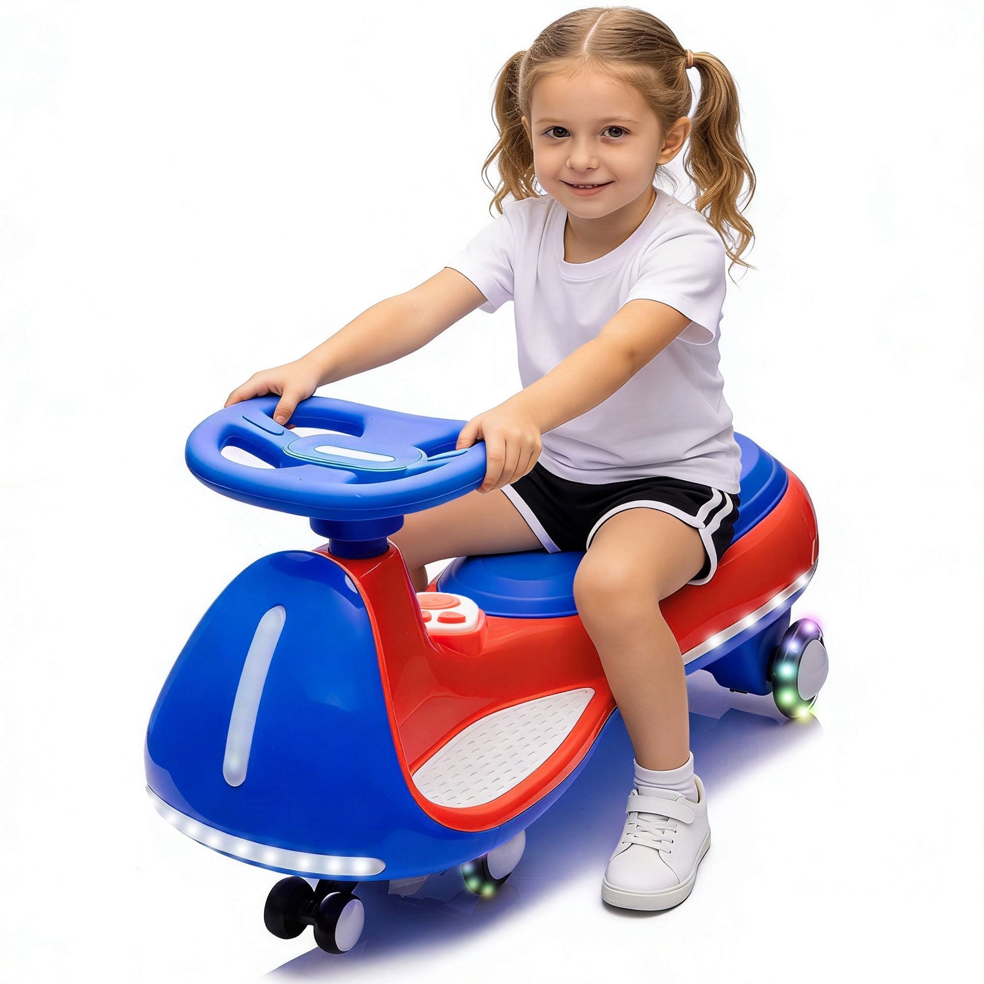 12V Electric Wiggle Ride On Car with Dual Motors & LED Lights