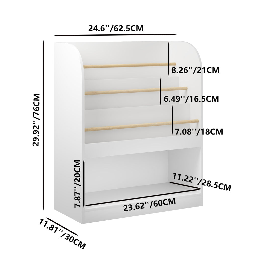 Kids Bookshelf with 3-Tier Front-Facing Display & Toy Storage