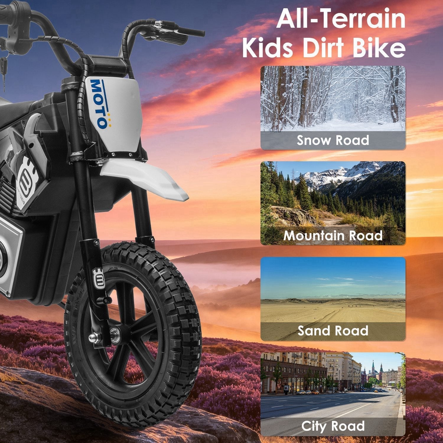 24V Electric Motocross Ride-On Motorcycle for Kids Ages 5-12