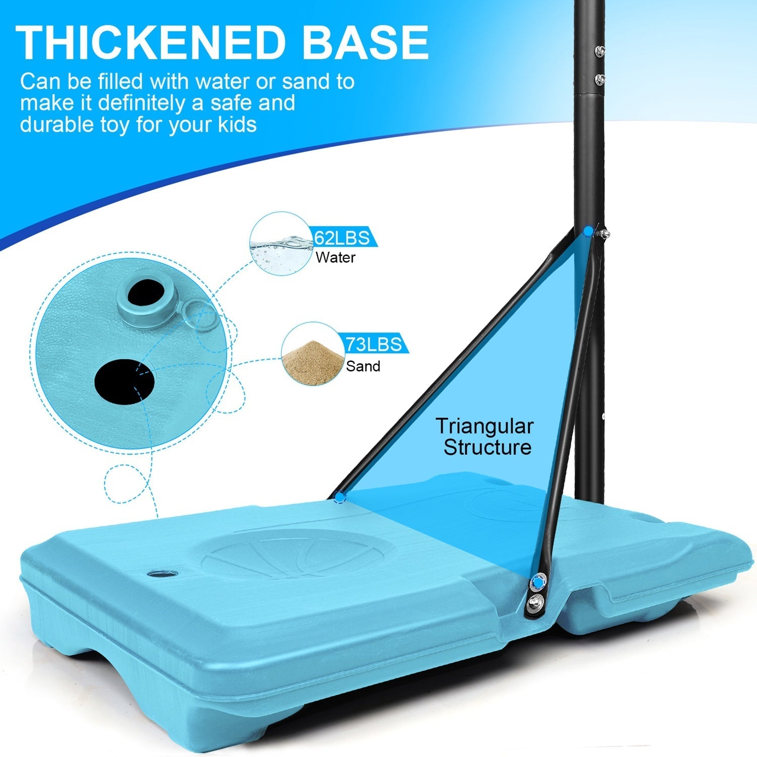 Kids Basketball Hoop Adjustable 5.6-7ft with Wheels