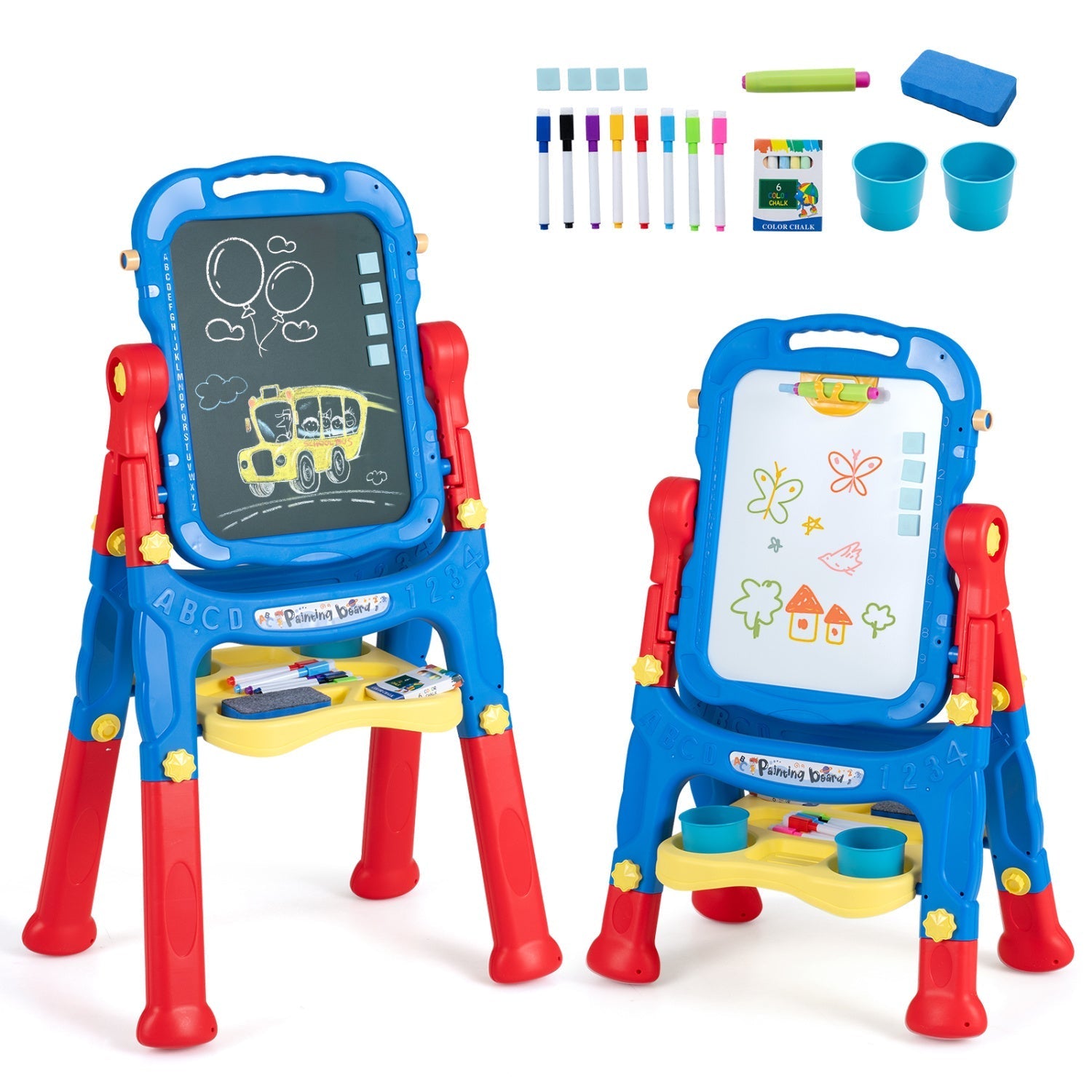 Kids Art Easel with Adjustable Height & 22 Accessories