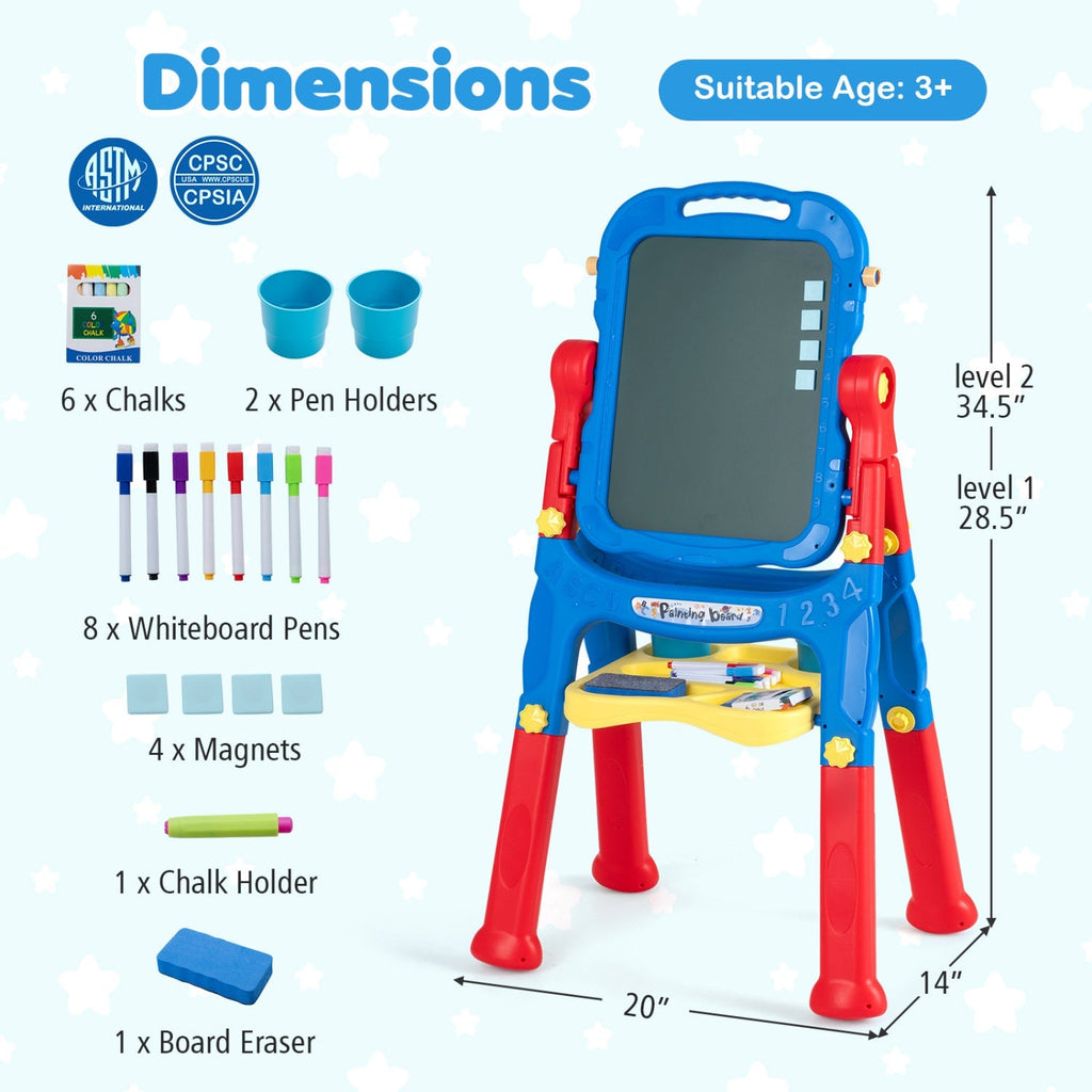 Kids Art Easel with Adjustable Height & 22 Accessories