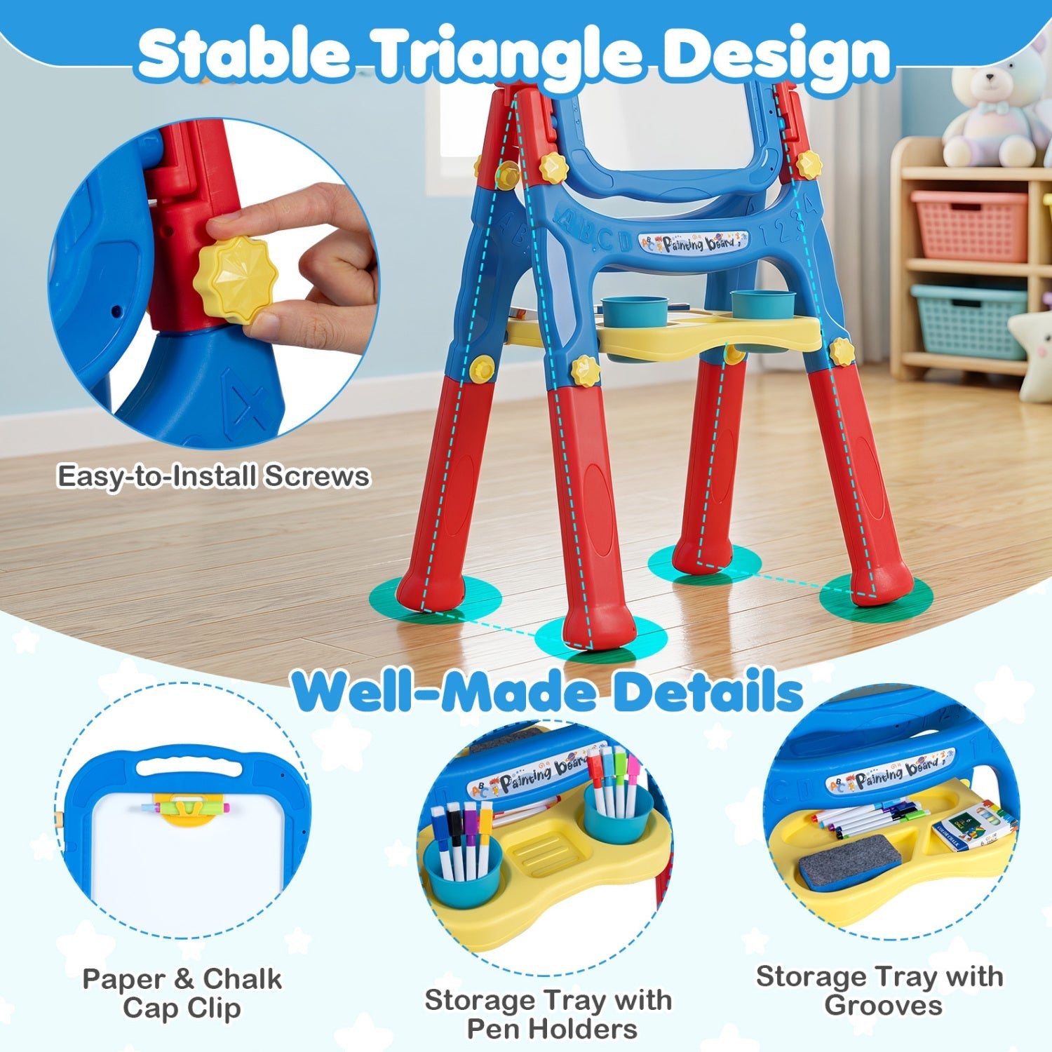 Kids Art Easel with Adjustable Height & 22 Accessories