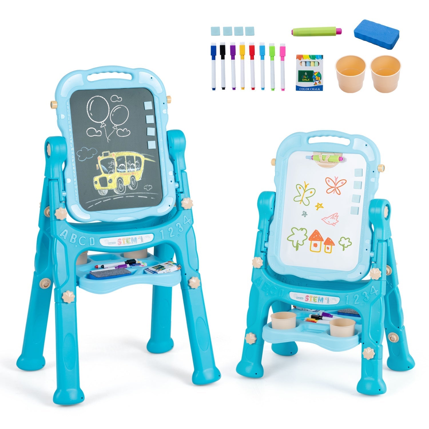 Kids Art Easel with Adjustable Height & 22 Accessories