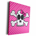 3dRose Janna Salak Designs Gothic - Cute Pink Goth Punk Skull and Crossbones Girl - Museum Grade Canvas Wrap (cw_6326)