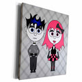 3dRose Janna Salak Designs Gothic - Cute Goth Punk Rock Girl and Boy - Museum Grade Canvas Wrap (cw_6339)