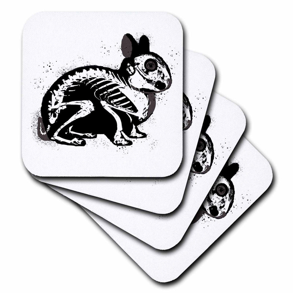 3dRose Janna Salak Designs Gothic - Goth Bunny Rabbit Skeleton - Coasters (CST_328206)