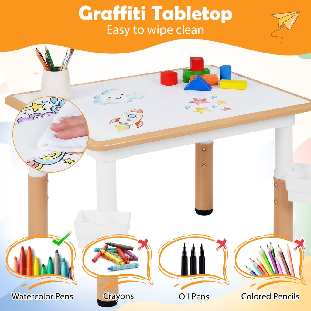 Kids Table and 4 Chairs Set with Adjustable Height
